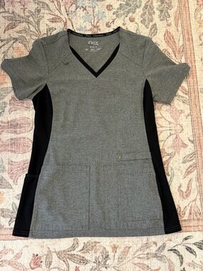 Cherokee Grey and Black V-Neck Scrub Top